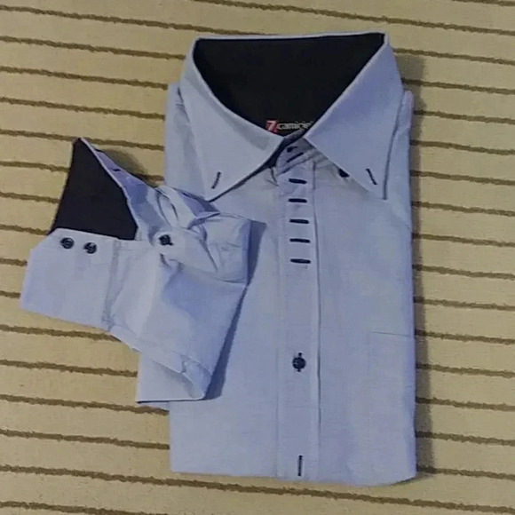 7 Camicie Button Down Shirt Blue - Picture 1 of 4